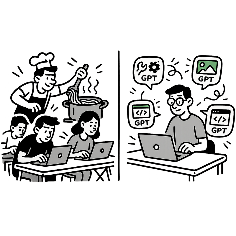 illustration of interns vs AI agents