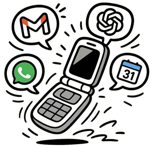 Flip phone surrounded by texts
