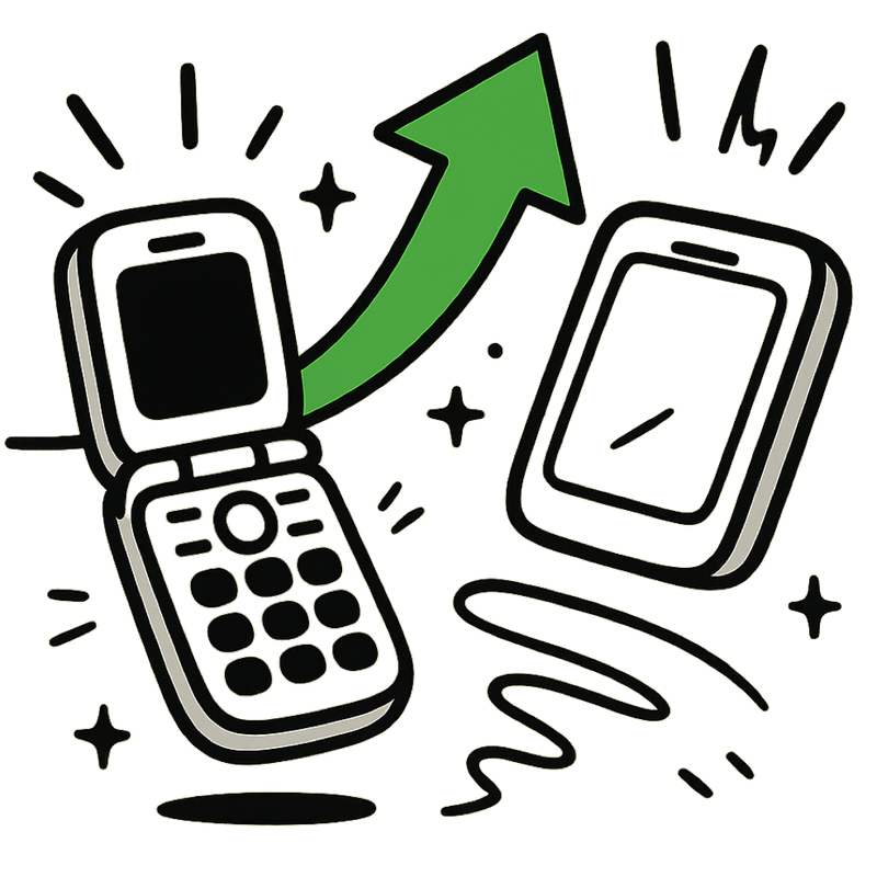 dumbphone and smartphone