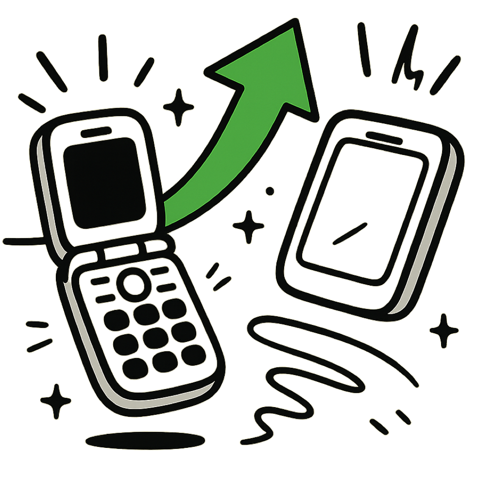 dumbphone and smartphone